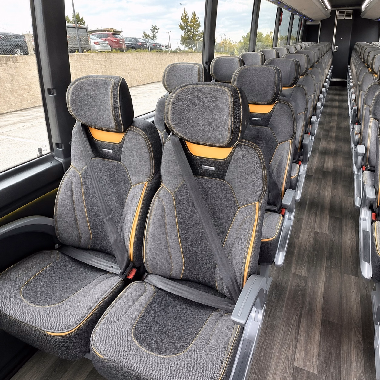 56 passenger charter bus inside